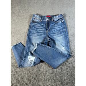 J.Lo Jennifer Lopez women's stretch denim jeans size 8 distressed raw edge